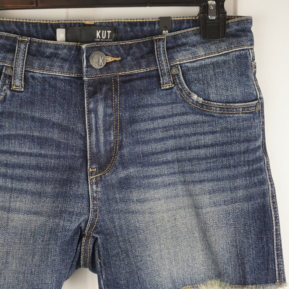 New Kut From The Kloth Gidget Fray Mid Rise Denim Short in Stimulating size 00 - Picture 4 of 12